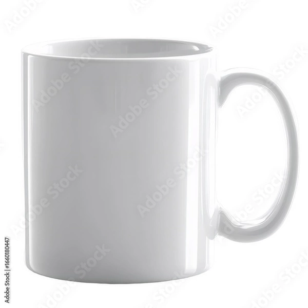Obraz シンプルな白いセラミックマグ 白い背景に分離されたドリンクウェア