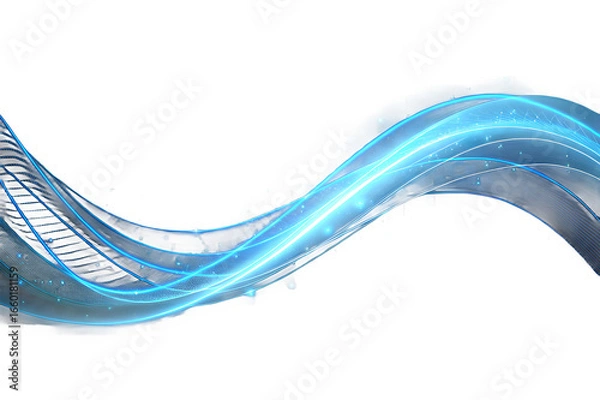 Obraz Modern Flowing Blue Wave PNG