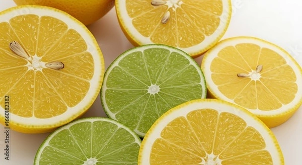 Fototapeta Fresh Lemons and Limes on White Surface