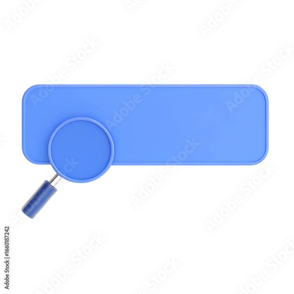 Obraz Magnifying glass over blue search bar with copy space