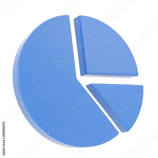 Obraz Blue pie chart with three segments 
