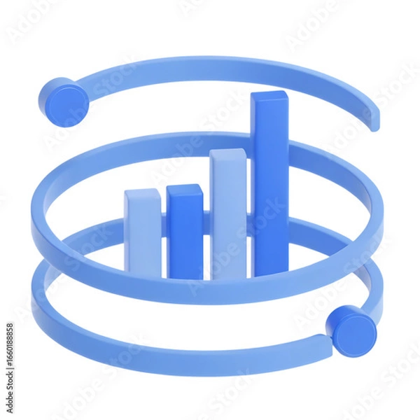 Obraz Blue spiral graph with growing bars