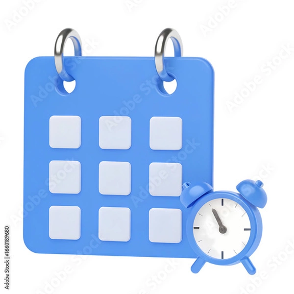 Obraz Blue calendar with alarm clock