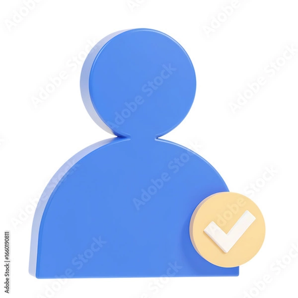Obraz Blue user icon with yellow check mark