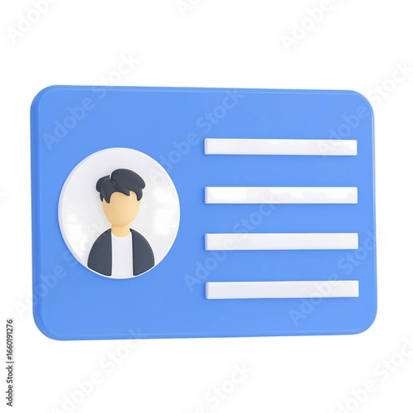 Obraz Blue identification card with person photo and lines