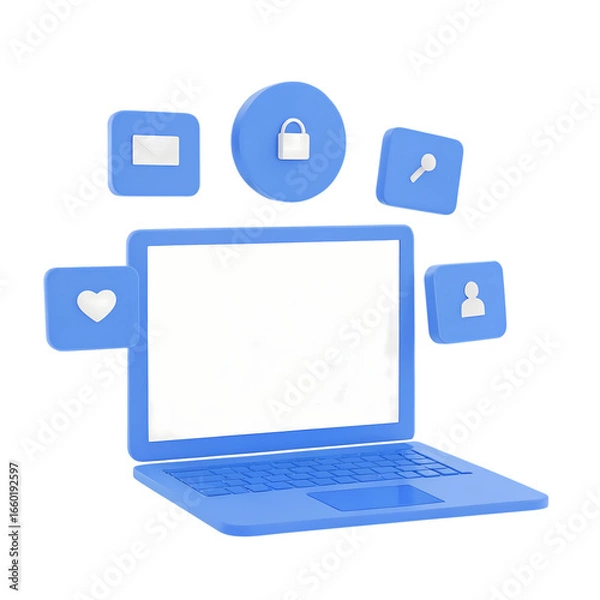 Obraz Digital security and online privacy concept with laptop