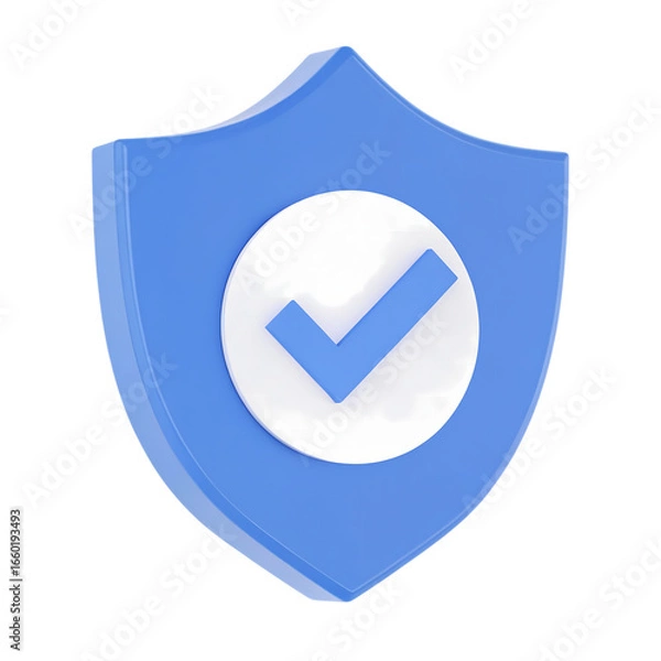 Obraz Blue shield with white check mark symbol