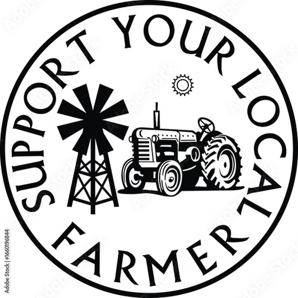 Fototapeta Farmer's Market design vector file, Sell foods directly by farmers to consumers, Locally grown, Farm-Fresh produce, Farm to table vector design.