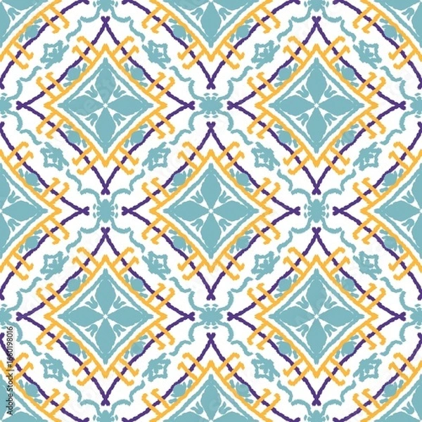 Fototapeta seamless pattern with Ikat flowers 