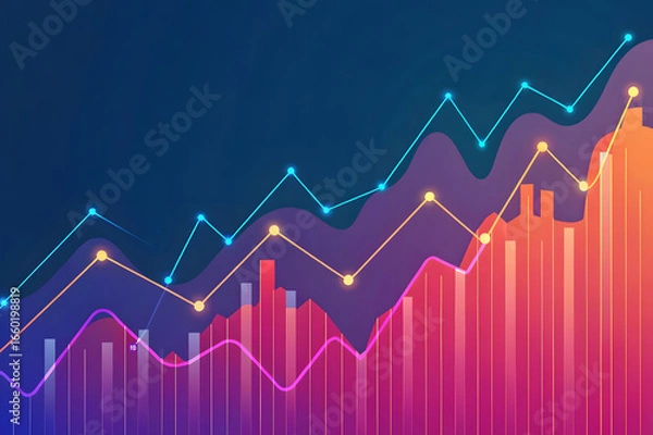 Fototapeta Vibrant Market Trend Graph with Bright Gradient Design Elements