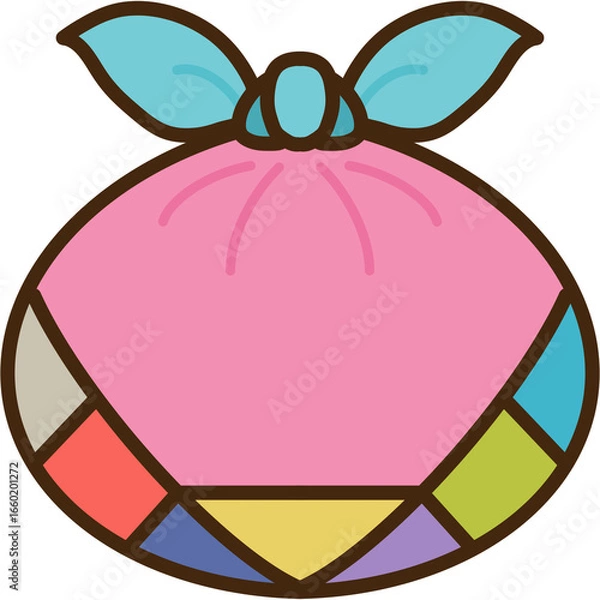 Obraz 다채로운 색동 문양이 있는 전통 보자기 일러스트  
