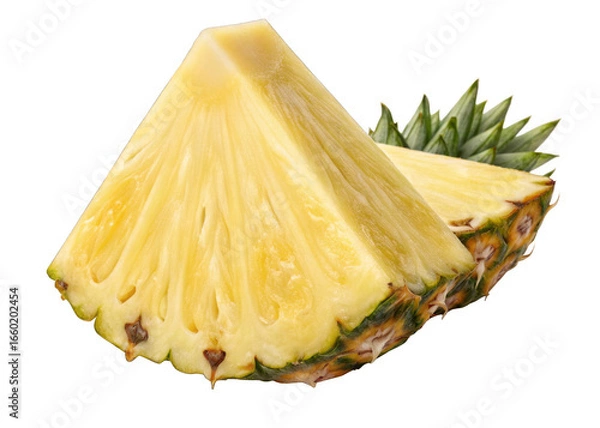 Fototapeta Pineapple wedge isolated on a transparent background.