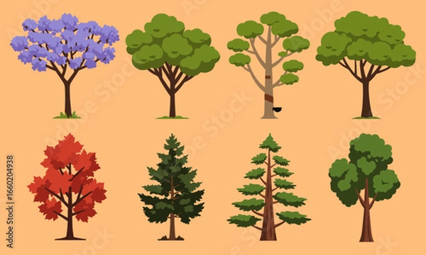 Fototapeta set illustration vector graphic of high tree