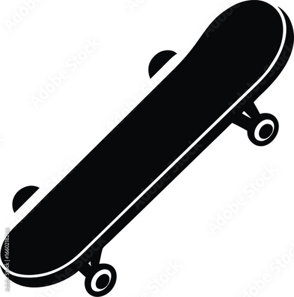 Obraz Stylized skateboard silhouette on white background