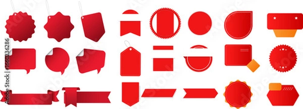 Fototapeta Red Sales Tags and Labels Silhouette Vector Illustration