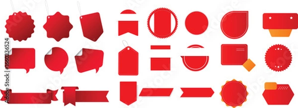 Fototapeta Red Sales Tags and Labels Silhouette Vector Illustration