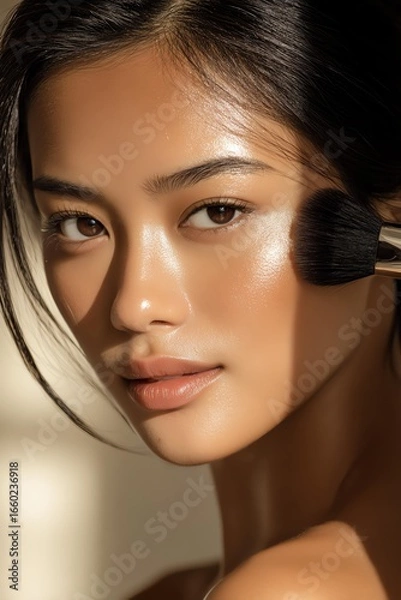 Fototapeta Radiant skin with subtle makeup brushwork.