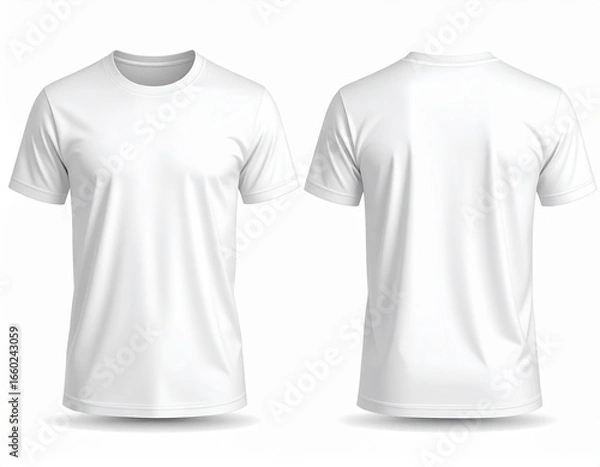 Fototapeta Clean vector mockup illustration of a plain t-shirt front and back view, isolated on white background, minimalist style, simple flat design, easy to edit for branding and printing needs