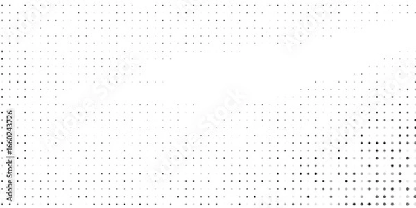 Fototapeta White dot halftone gradient texture. Vanishing polka dot background. Repeating dots gradation simple