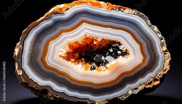 Fototapeta Agate Geode Crystal Slice with Closeup.