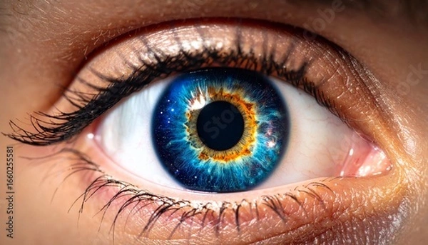 Obraz Dreamy Close-Up of Female Eye with Cosmic Reflection