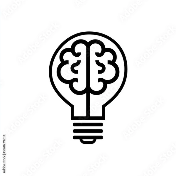 Fototapeta Illuminating innovation A light bulb embracing a brain symbolizing bright ideas and creative