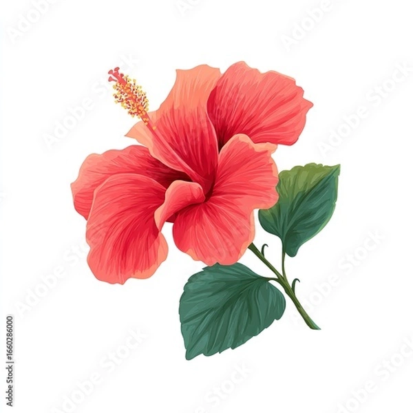 Fototapeta A vibrant hibiscus bloom a symbol of fleeting beauty radiates joy and warmth with clean bright