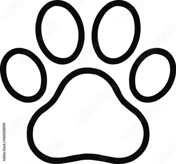 Fototapeta Pet Paw Outline Icon, Editable Stroke Vector Illustration