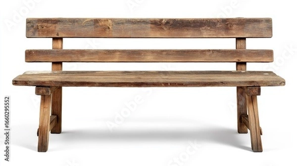 Fototapeta Rustic wooden bench a timeless piece whispering stories of park memories in studio shot with neutral
