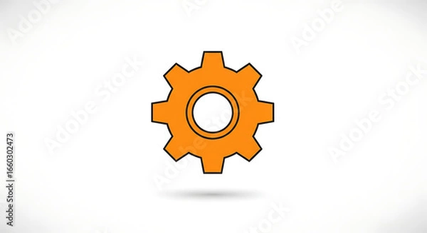 Fototapeta Orange Gear Icon on White Background A Symbol of Technical Innovation and Progress