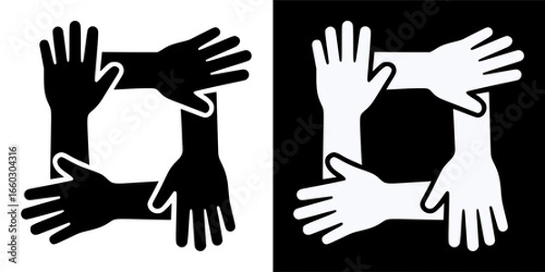 Fototapeta Four Hands Making a Square Shape Icon