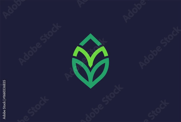 Obraz Initial Letter M Leaf logo design, letter M with leaf combination, vector illustration