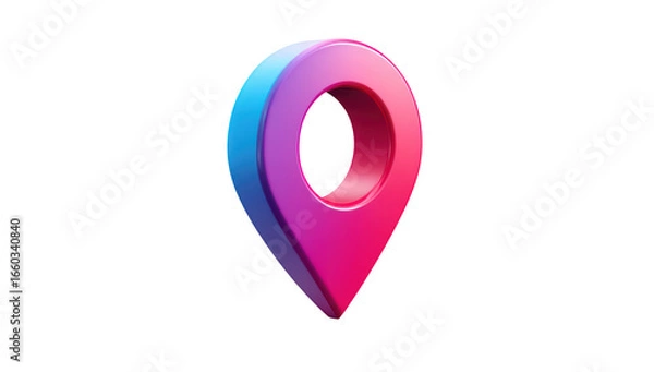 Fototapeta 3D render of a gradient color location pin on black background