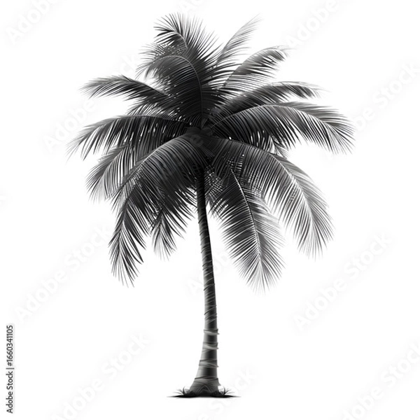 Fototapeta Tall coconut palm tree silhouette high resolution picture