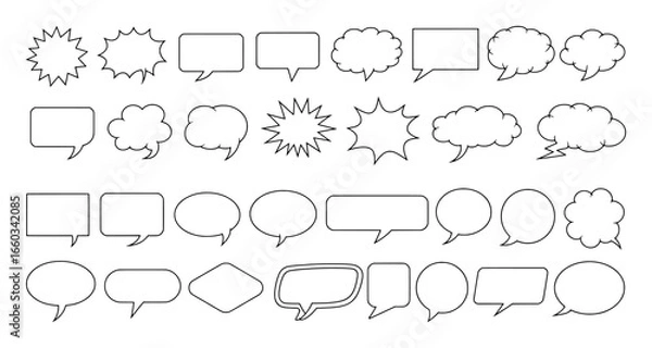 Fototapeta Collection of Diverse Speech Bubbles and Thought Bubbles
