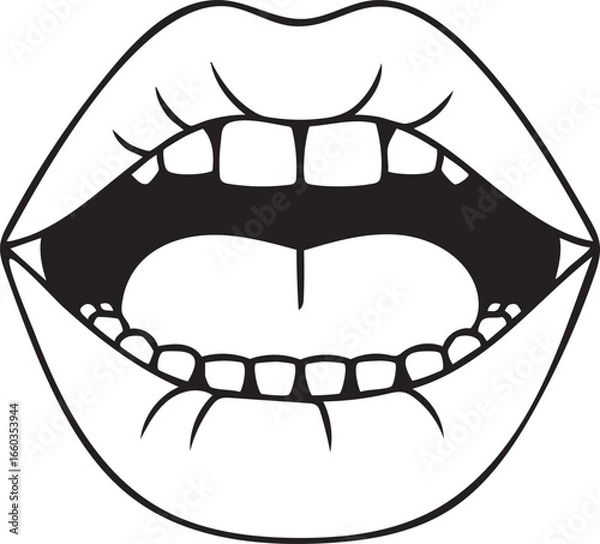 Fototapeta Open Mouth Illustration, Mouth with Teeth Vector Design, Close-Up of Teeth in Mouth Design