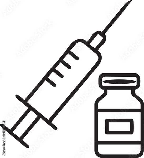 Fototapeta Modern Medical Injection Icon: Syringe and Vaccine Vial Design