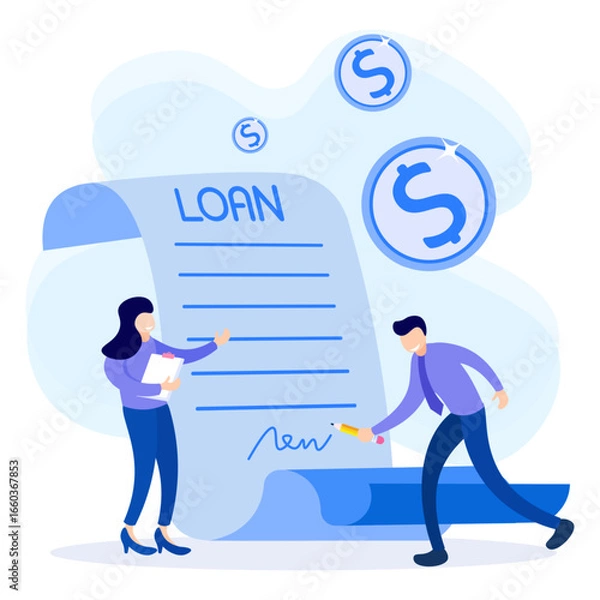 Fototapeta Illustration vector graphic cartoon character of loan