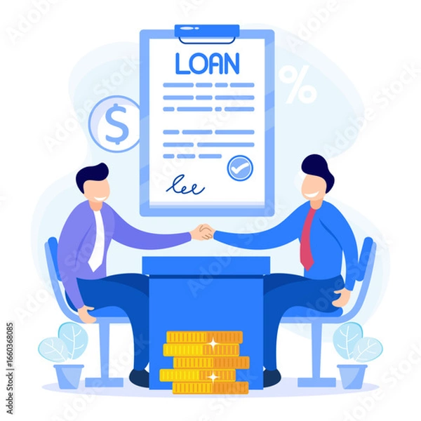 Fototapeta Illustration vector graphic cartoon character of loan