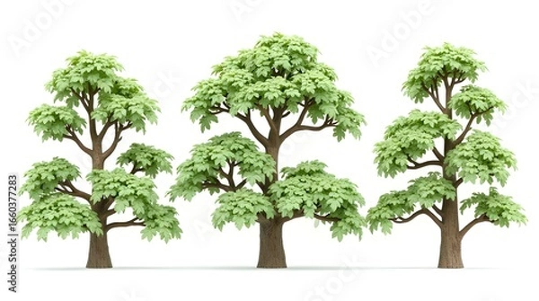 Fototapeta 3D Beautiful Trees Isolated on white background.

