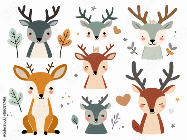 Fototapeta christmas deer set
