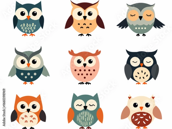 Fototapeta set of owls