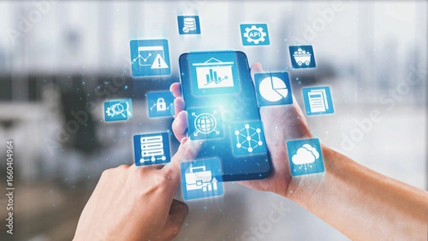 Fototapeta Data analytics and big data strategy for real-time analytics, predictive data modeling, business intelligence analytics, and data-driven decision-making in modern digital businesses. Spire