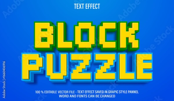 Obraz Block Puzzle  3d editable text effect style