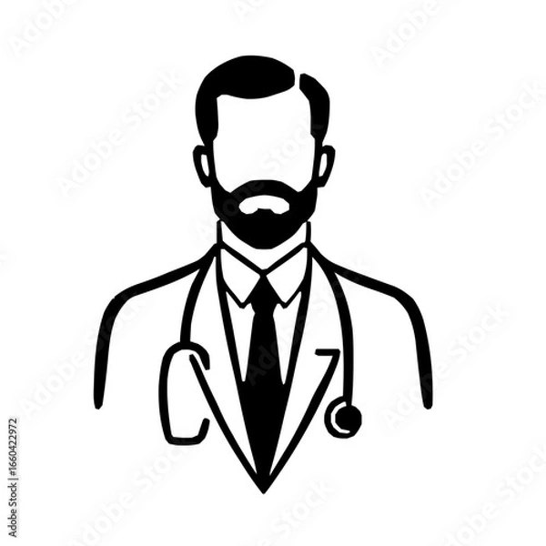 Fototapeta Stylish and simplified digital doctor icon rendered in refined line art with precise strokes and a clear silhouette design
