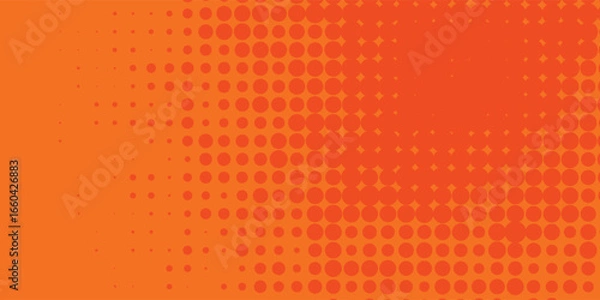 Obraz Dots halftone orange color pattern gradient texture with technology digital background. Dots pop art comics modern orange background
