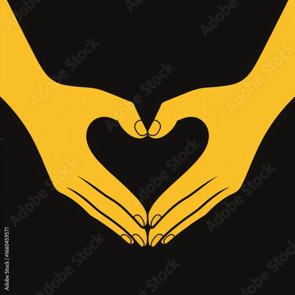 Fototapeta Two Hands Creatively Positioned To Form A Heart Shape, Symbolizing Love, Affection, And Connection. The Design Is Minimalist, Featuring A Striking Contrast Between The Hands And The Background.