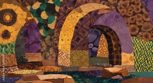 Fototapeta Colorful arches formed by various patterned shapes.