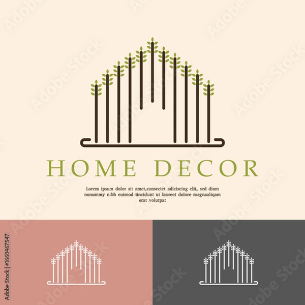 Fototapeta Modern minimalist building exterior, stylish house architecture with natural textures and neutral tones logo template vector design
