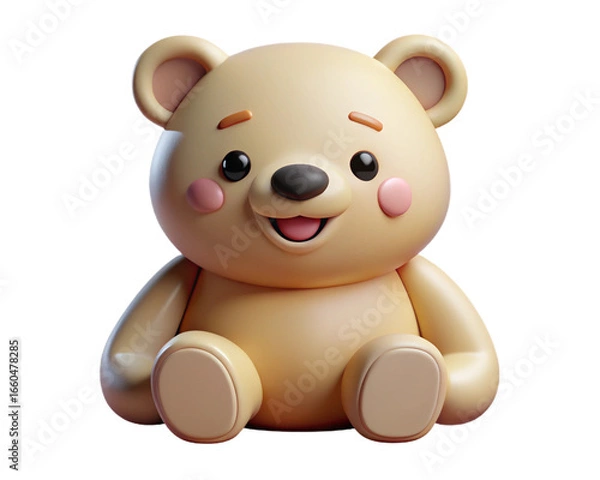 Fototapeta Happy teddy bear smiling isolated on transparent background